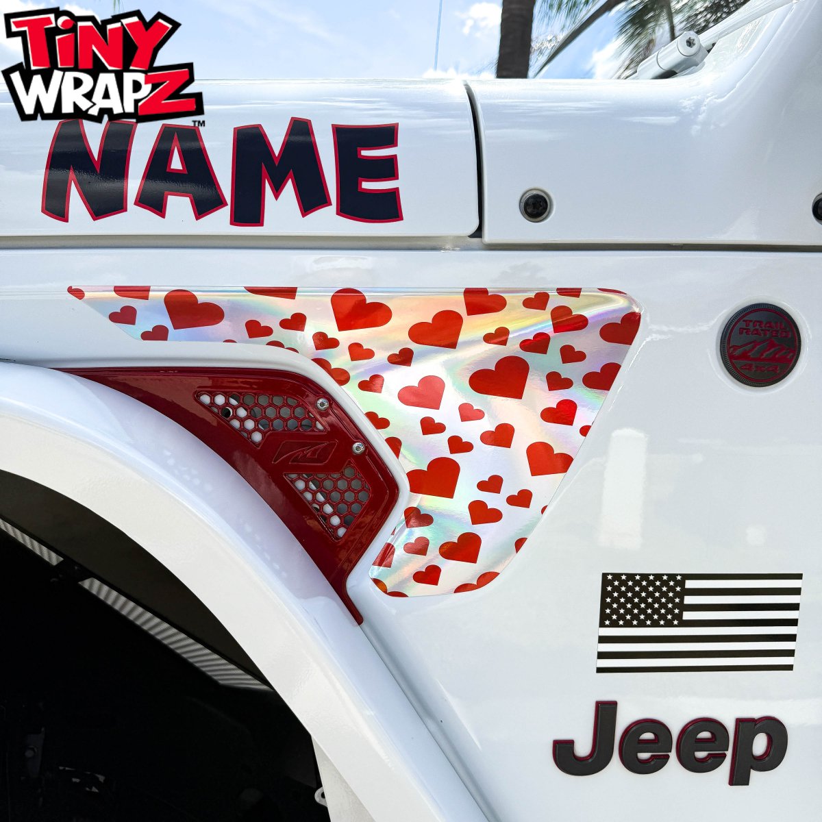 Jeep Fender Vent Decals Pair "Hearts" Fits 2018-2026 Wrangler JL & Gladiator