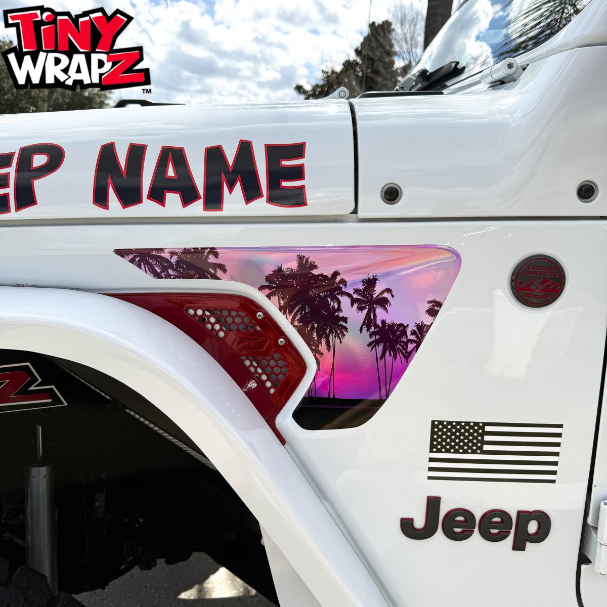 Jeep Fender Vent Holographic "Pink Sunset" Decals Fits 2018-2026 Wrangler JL & Gladiator - Tiny Wrapz