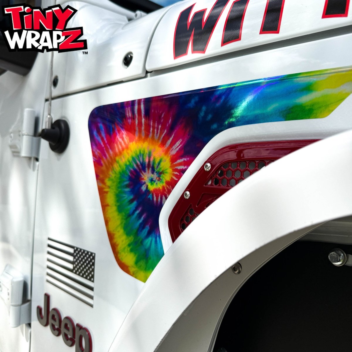 Jeep Fender Vent Decals Pair "Tie Dye" Fits 2018-2026 Wrangler JL & Gladiator - Tiny Wrapz