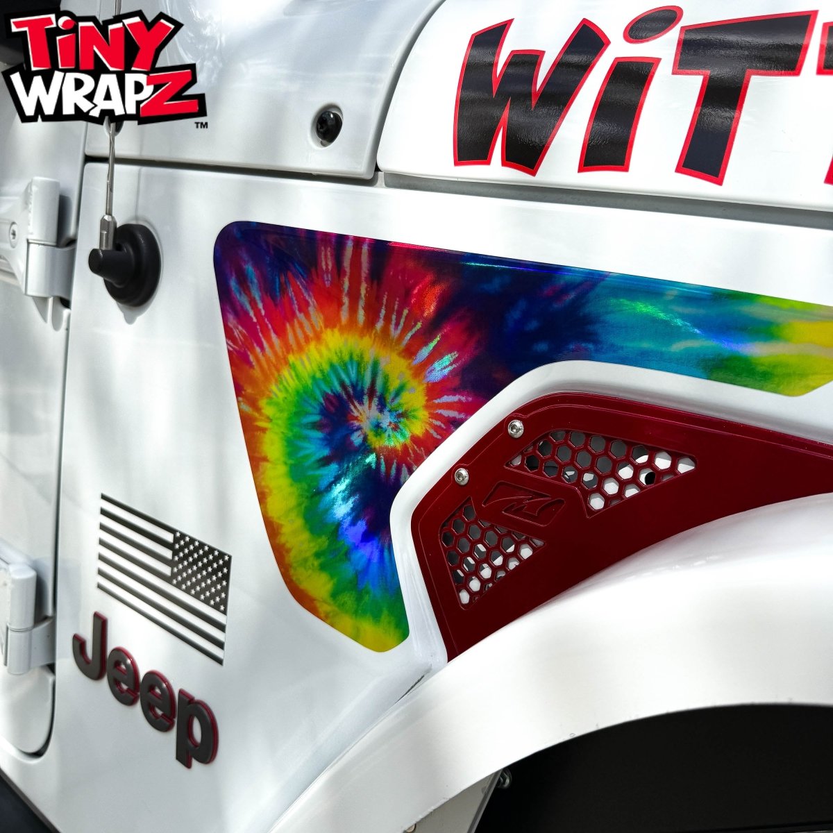 Jeep Fender Vent Decals Pair "Tie Dye" Fits 2018-2026 Wrangler JL & Gladiator - Tiny Wrapz