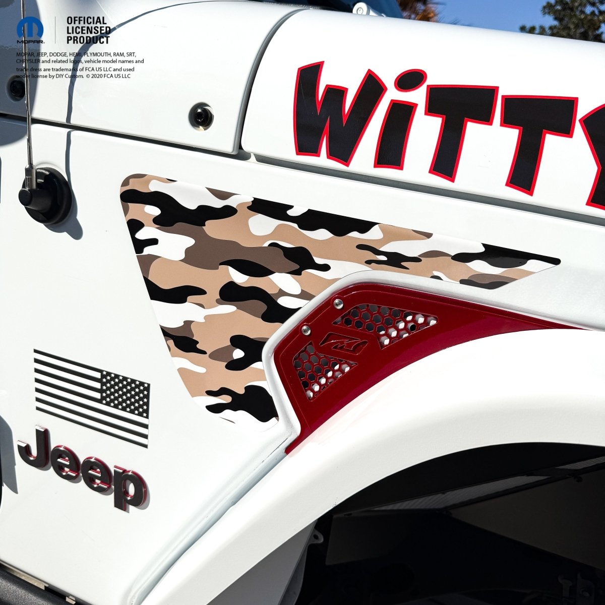 Jeep Fender Vent Decals Pair "Gobi Camo" Fits 2018-2026 Wrangler JL & Gladiator - Tiny Wrapz