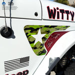 Jeep Fender Vent Decals Pair "Army Green Camo & Star" Fits 2018-2026 Wrangler JL & Gladiator - Tiny Wrapz