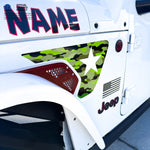 Jeep Fender Vent Decals Pair "Army Green Camo & Star" Fits 2018-2026 Wrangler JL & Gladiator - Tiny Wrapz