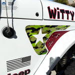 Jeep Fender Vent Decals Pair "Army Green Camo & Star" Fits 2018-2026 Wrangler JL & Gladiator - Tiny Wrapz