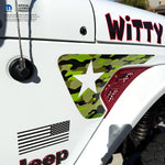 Jeep Fender Vent Decals Pair "Army Green Camo & Star" Fits 2018-2026 Wrangler JL & Gladiator - Tiny Wrapz