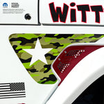 Jeep Fender Vent Decals Pair "Army Green Camo & Star" Fits 2018-2026 Wrangler JL & Gladiator - Tiny Wrapz