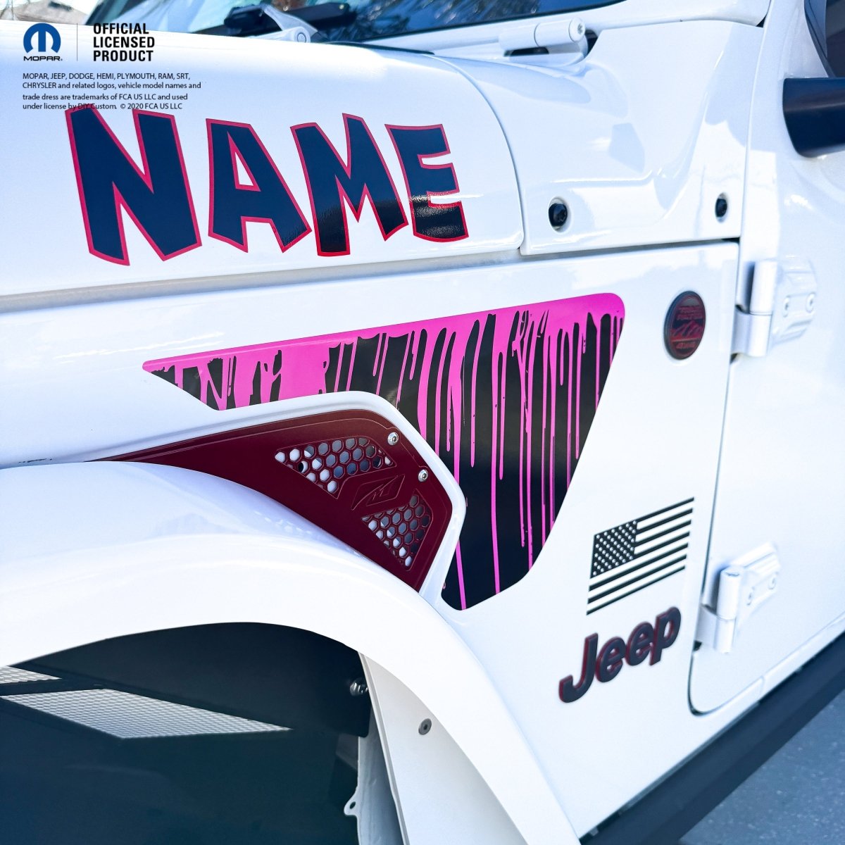 Jeep Fender Vent Decals Pair "Dripping Pink" Fits 2018-2026 Wrangler JL & Gladiator - Tiny Wrapz
