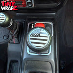 Jeep Shift Knob Premium Vinyl "Black & White American Flag" Sticker Fits 2018-2026 Wrangler JL & Gladiator - Tiny Wrapz