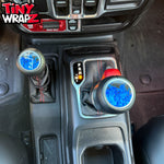 Jeep Shift Knob Premium Vinyl "Blue Flames" Sticker Fits 2018-2026 Wrangler JL & Gladiator - Tiny Wrapz