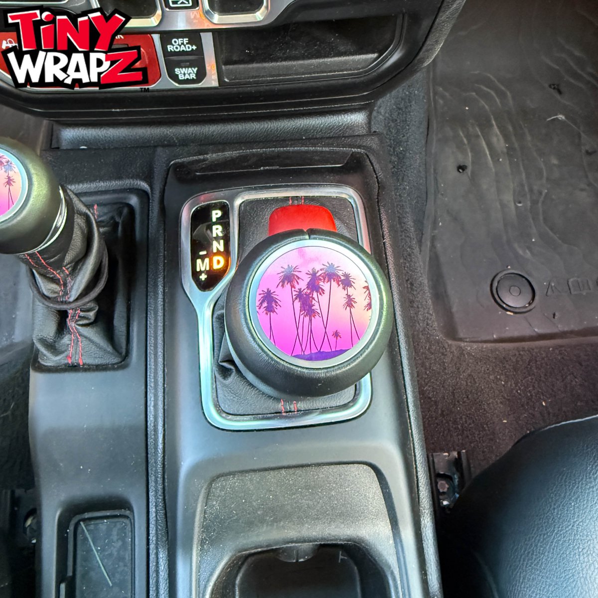 Jeep Shift Knob Premium Vinyl "Pink Sunset" Sticker Fits 2018-2026 Wrangler JL & Gladiator - Tiny Wrapz