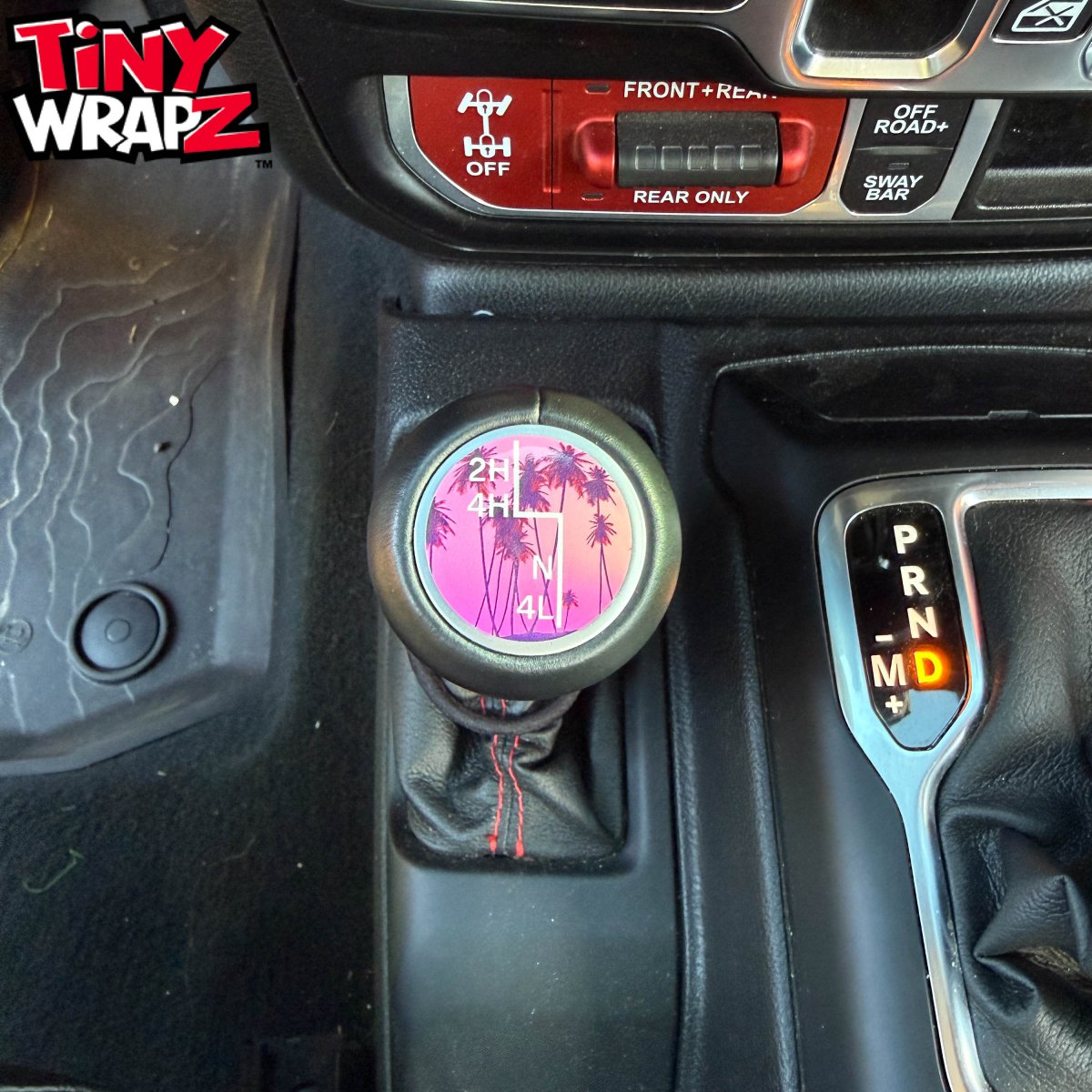 Jeep Shift Knob Premium Vinyl "Pink Sunset" Sticker Fits 2018-2026 Wrangler JL & Gladiator - Tiny Wrapz