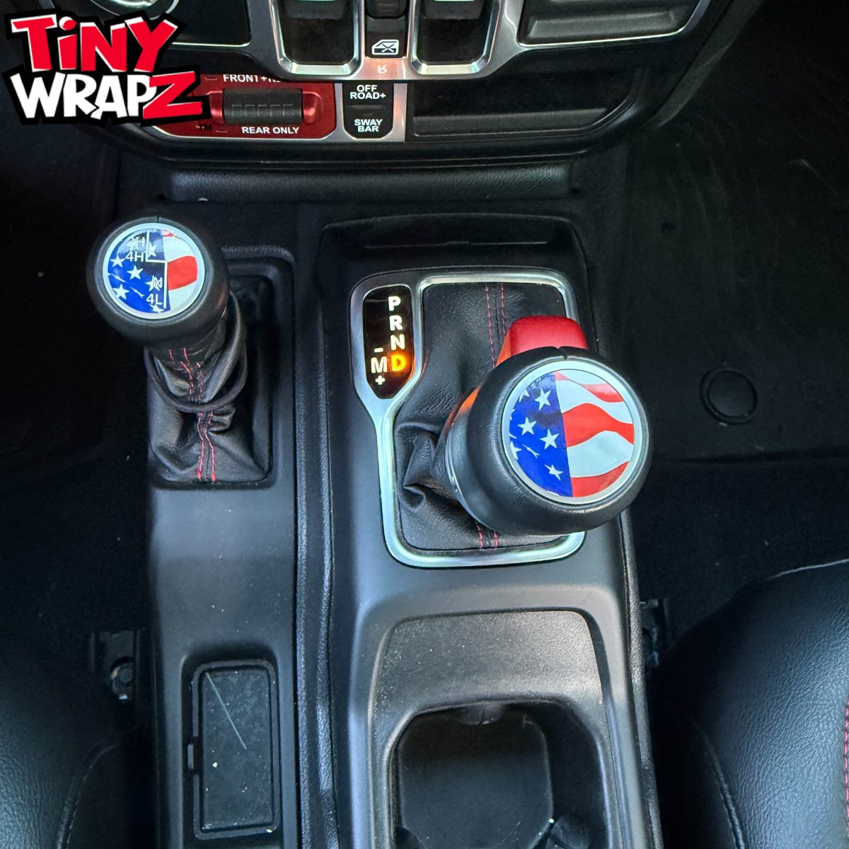 Jeep Shift Knob Premium Vinyl "American Flag" Sticker Fits 2018-2026 Wrangler JL & Gladiator - Tiny Wrapz
