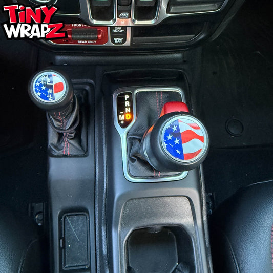 Jeep Shift Knob Premium Vinyl "American Flag" Sticker Fits 2018-2026 Wrangler JL & Gladiator - Tiny Wrapz