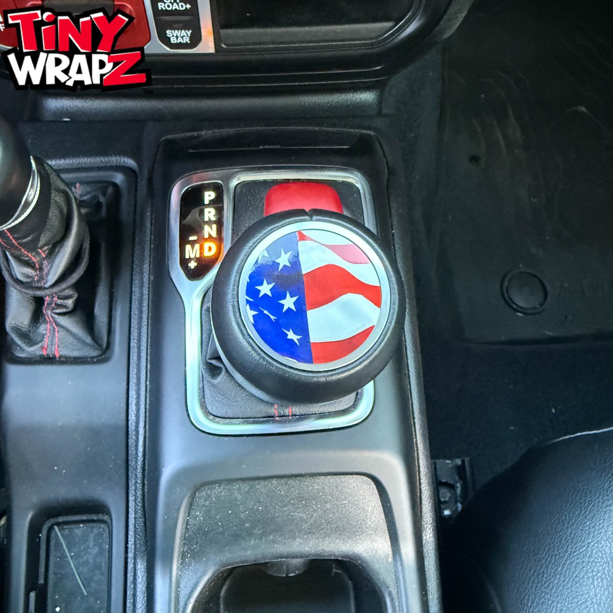 Jeep Shift Knob Premium Vinyl "American Flag" Sticker Fits 2018-2026 Wrangler JL & Gladiator - Tiny Wrapz