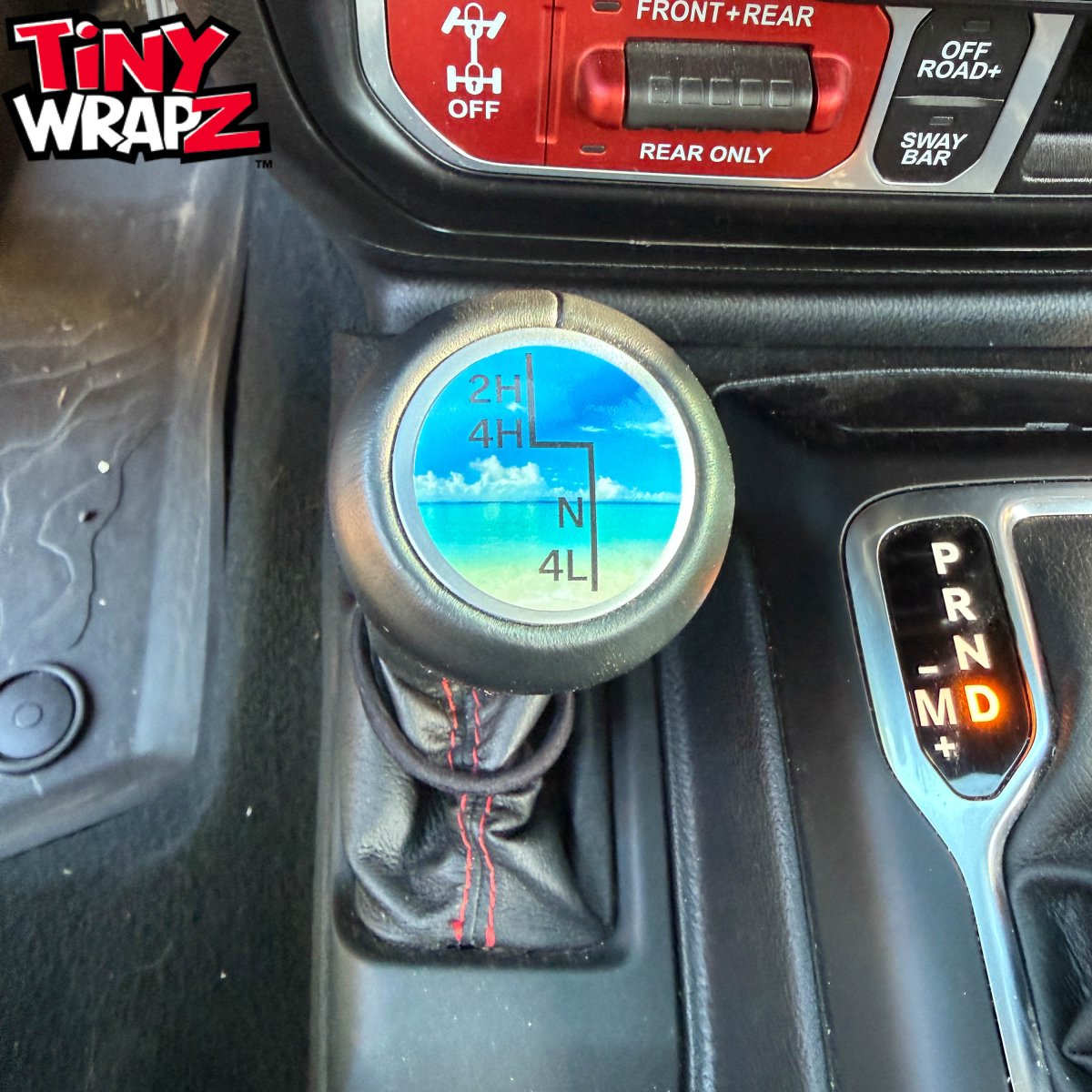 Jeep Shift Knob Premium Vinyl "The Beach" Sticker Fits 2018-2026 Wrangler JL & Gladiator - Tiny Wrapz
