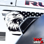 Jeep Fender Vent Decals Pair "Black and White Eagle American Flag" Fits 2018-2026 Wrangler JL & Gladiator - Tiny Wrapz