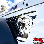 Jeep Fender Vent Decals Pair "Black and White Eagle American Flag" Fits 2018-2026 Wrangler JL & Gladiator - Tiny Wrapz