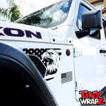 Jeep Fender Vent Decals Pair "Black and White Eagle American Flag" Fits 2018-2026 Wrangler JL & Gladiator - Tiny Wrapz