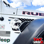 Jeep Fender Vent Decals Pair "Black and White Eagle American Flag" Fits 2018-2026 Wrangler JL & Gladiator - Tiny Wrapz