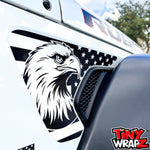 Jeep Fender Vent Decals Pair "Black and White Eagle American Flag" Fits 2018-2026 Wrangler JL & Gladiator - Tiny Wrapz