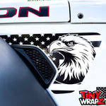 Jeep Fender Vent Decals Pair "Black and White Eagle American Flag" Fits 2018-2026 Wrangler JL & Gladiator - Tiny Wrapz