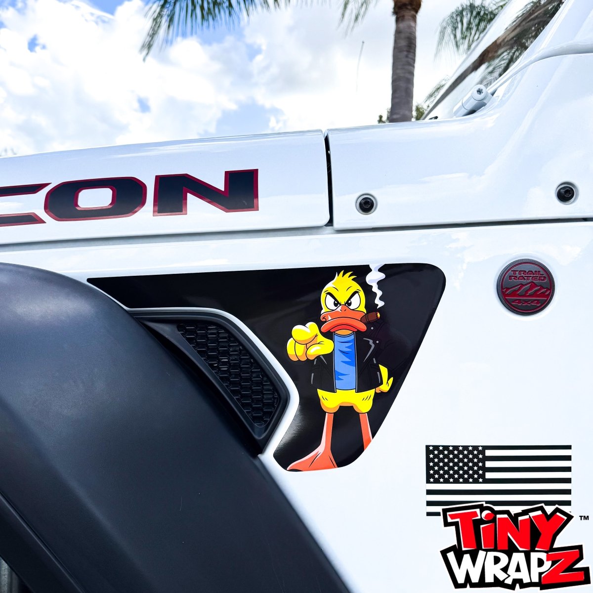 Jeep Fender Vent Decals Pair "Duck Off" Fits 2018-2026 Wrangler JL & Gladiator - Tiny Wrapz