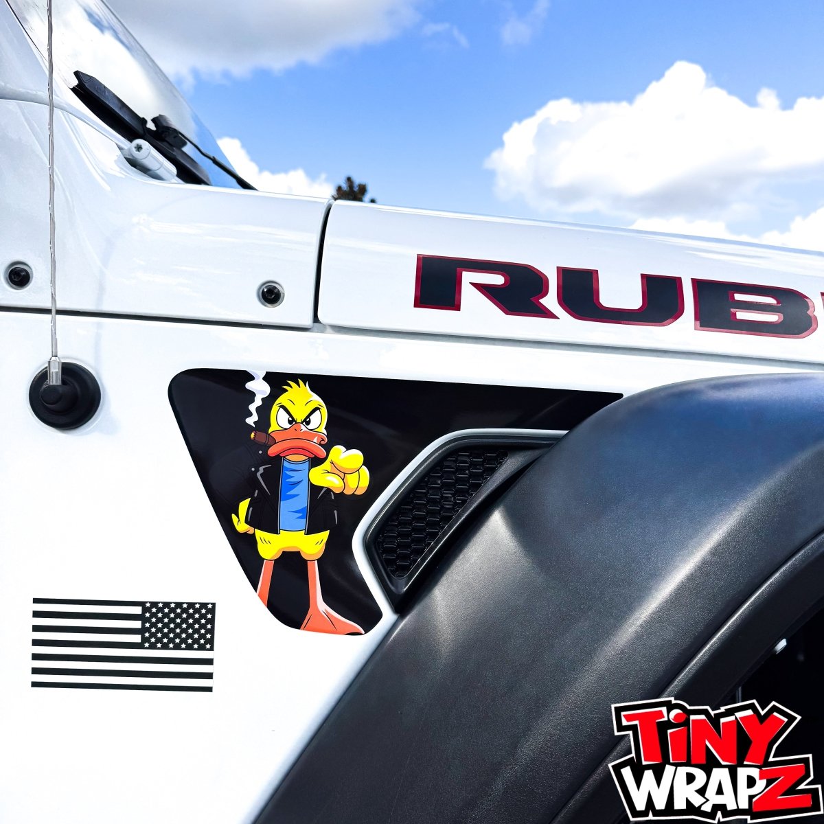 Jeep Fender Vent Decals Pair "Duck Off" Fits 2018-2026 Wrangler JL & Gladiator - Tiny Wrapz