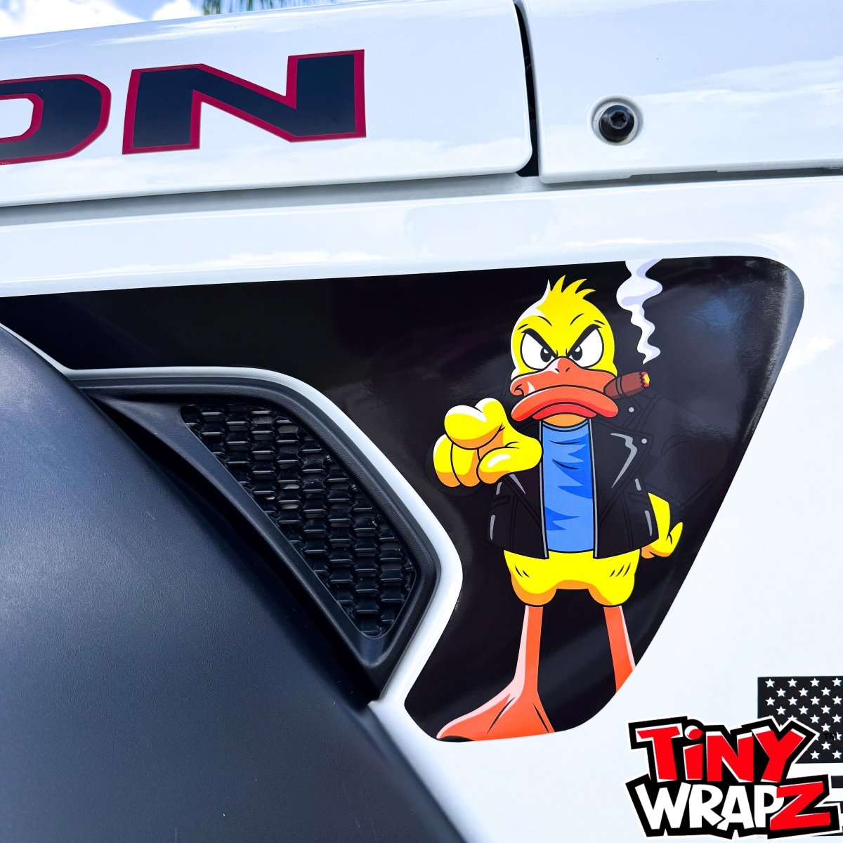 Jeep Fender Vent Decals Pair "Duck Off" Fits 2018-2026 Wrangler JL & Gladiator - Tiny Wrapz