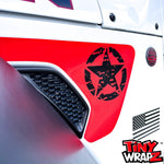 Jeep Fender Vent Decals Pair "Black on Red Distressed Star" Fits 2018-2026 Wrangler JL & Gladiator - Tiny Wrapz