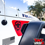 Jeep Fender Vent Decals Pair "Black on Red Distressed Star" Fits 2018-2026 Wrangler JL & Gladiator - Tiny Wrapz