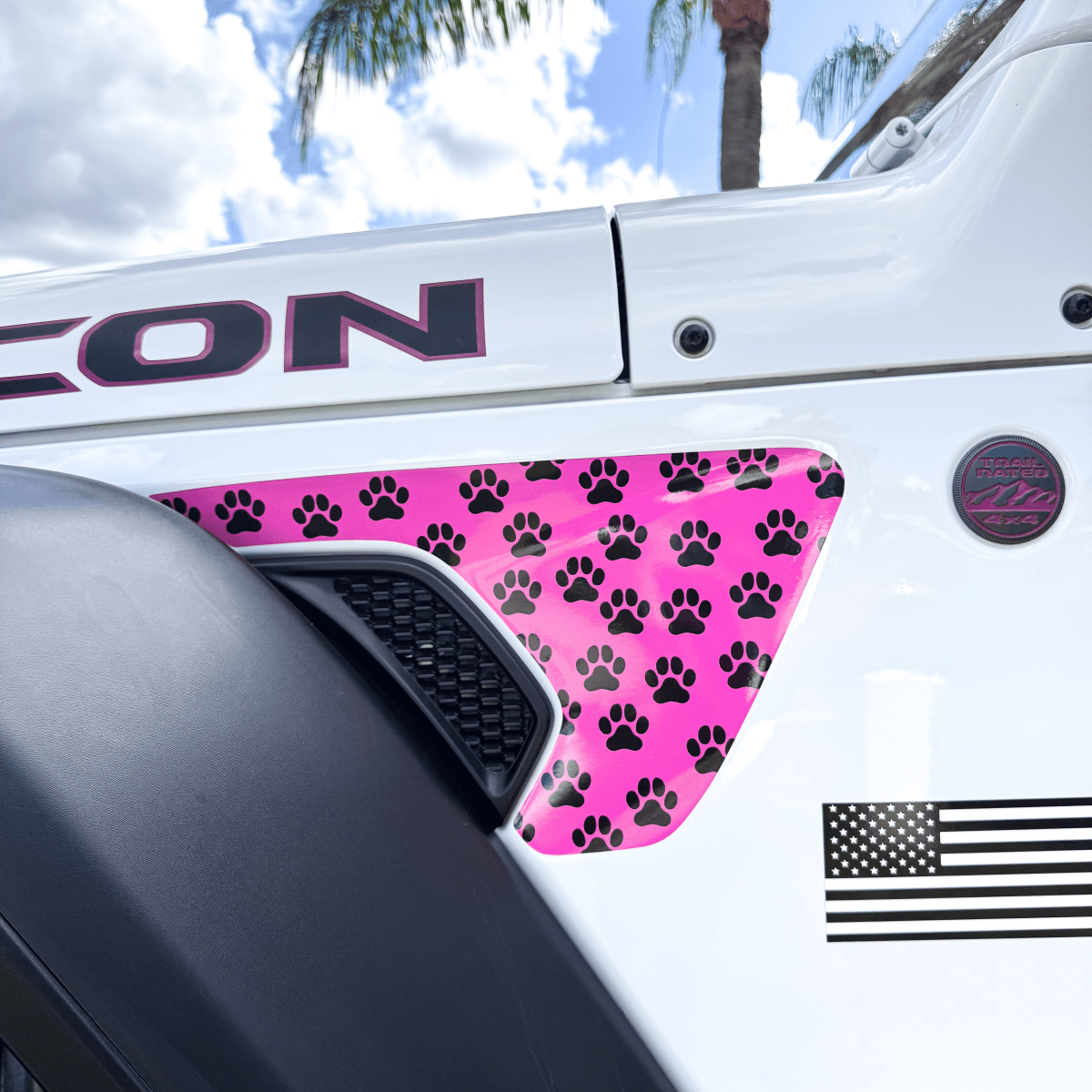 Jeep Fender Vent Decals Pair "Dog Paws" Fits 2018-2026 Wrangler JL & Gladiator - Tiny Wrapz