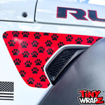 Jeep Fender Vent Decals Pair "Dog Paws" Fits 2018-2026 Wrangler JL & Gladiator - Tiny Wrapz
