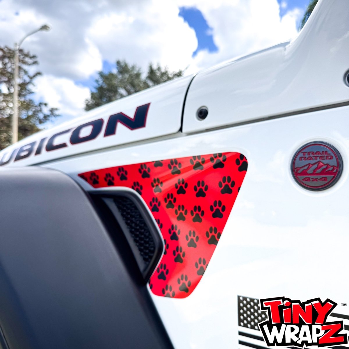 Jeep Fender Vent Decals Pair "Dog Paws" Fits 2018-2026 Wrangler JL & Gladiator - Tiny Wrapz