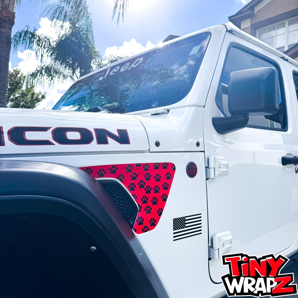 Jeep Fender Vent Decals Pair "Dog Paws" Fits 2018-2026 Wrangler JL & Gladiator - Tiny Wrapz