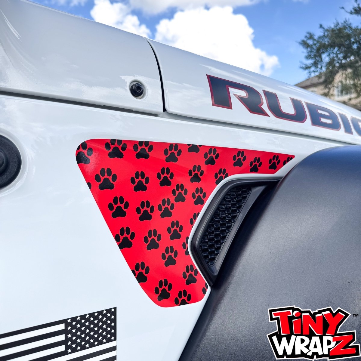 Jeep Fender Vent Decals Pair "Dog Paws" Fits 2018-2026 Wrangler JL & Gladiator - Tiny Wrapz