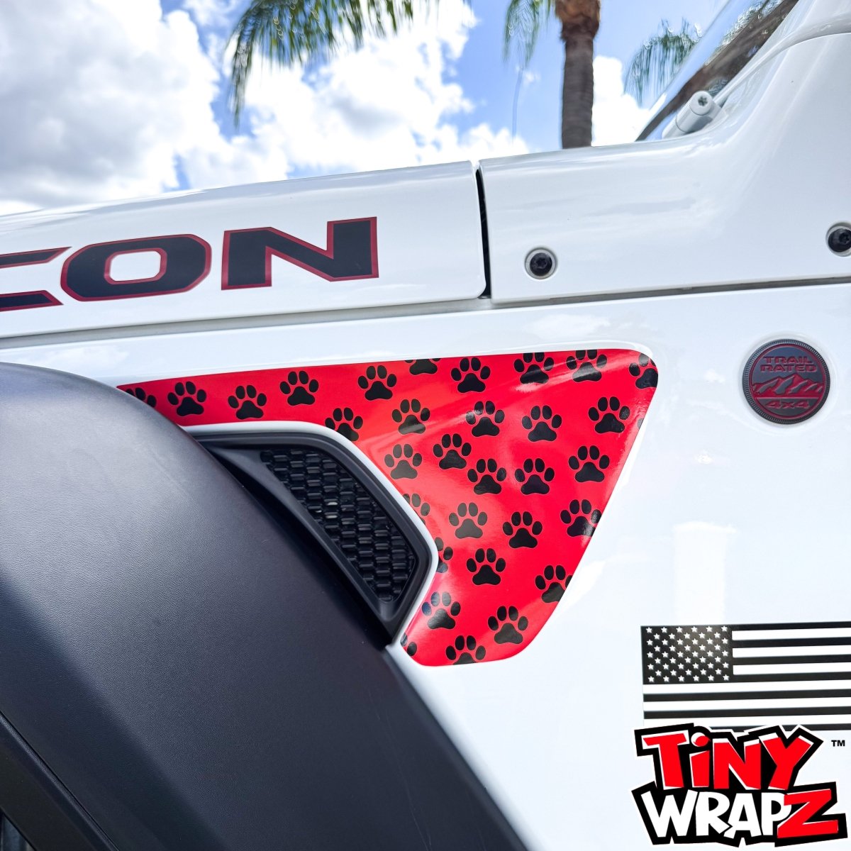 Jeep Fender Vent Decals Pair "Dog Paws" Fits 2018-2026 Wrangler JL & Gladiator - Tiny Wrapz