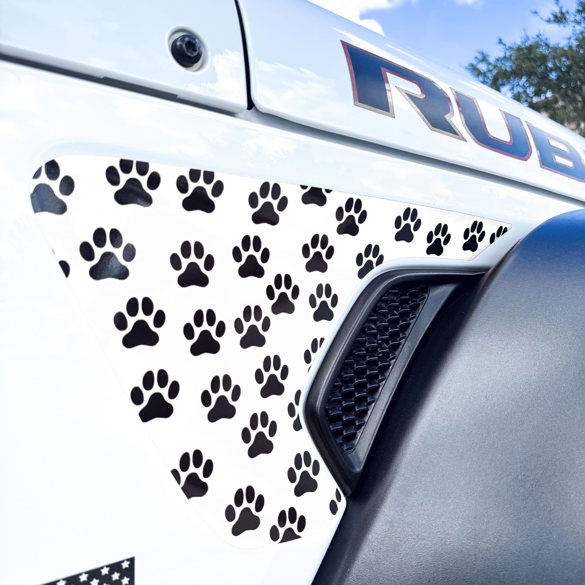 Jeep Fender Vent Decals Pair "Dog Paws" Fits 2018-2026 Wrangler JL & Gladiator - Tiny Wrapz