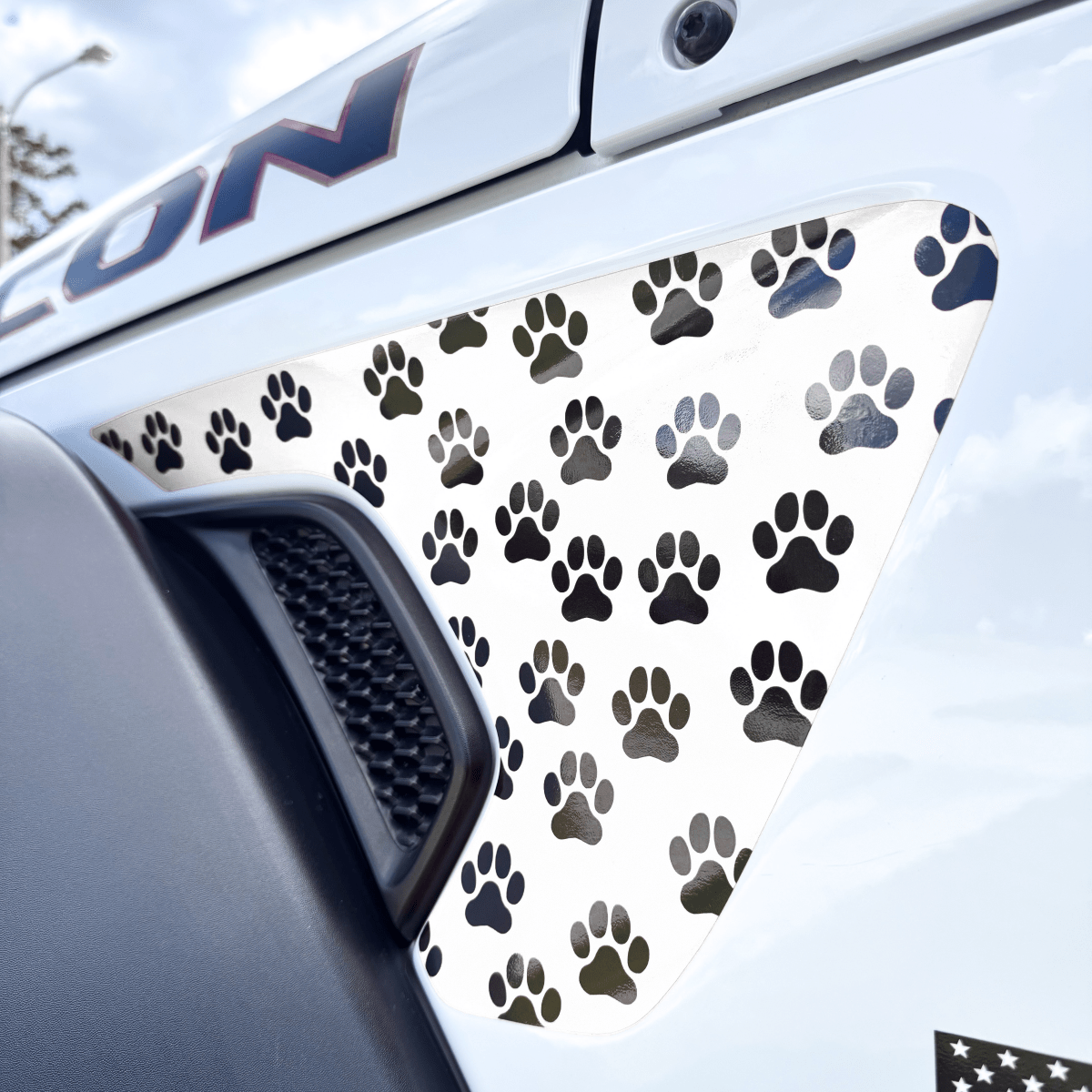 Jeep Fender Vent Decals Pair "Dog Paws" Fits 2018-2026 Wrangler JL & Gladiator - Tiny Wrapz