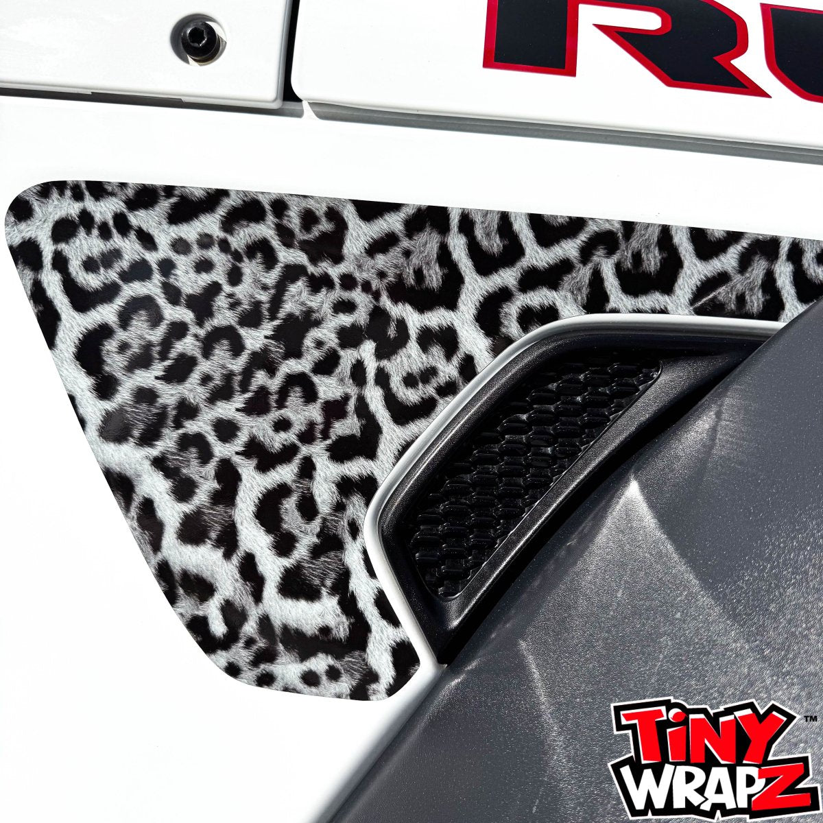 Jeep Fender Vent Decals Pair "Grayscale Leopard" Fits 2018-2026 Wrangler JL & Gladiator - Tiny Wrapz