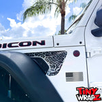 Jeep Fender Vent Decals Pair "Grayscale Leopard" Fits 2018-2026 Wrangler JL & Gladiator - Tiny Wrapz