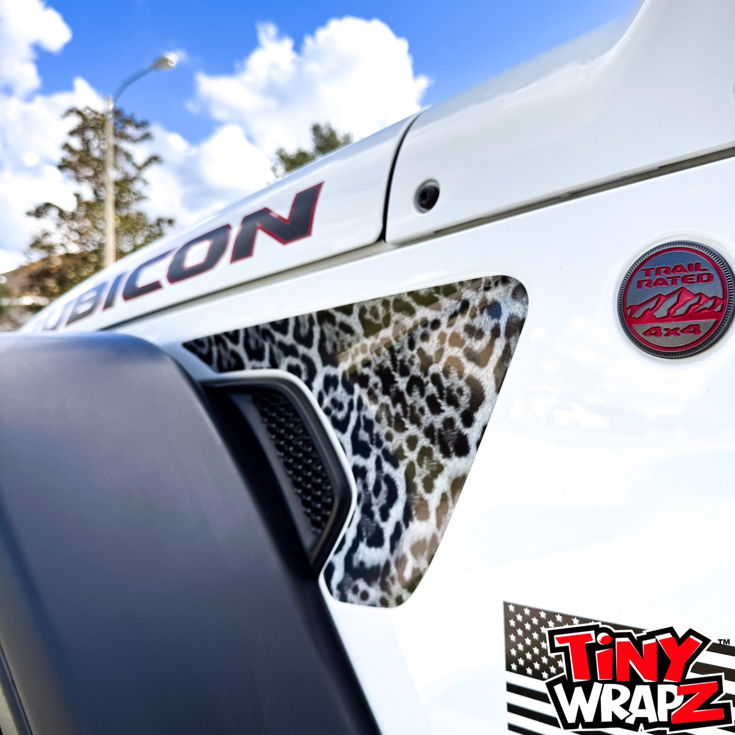 Jeep Fender Vent Decals Pair "Grayscale Leopard" Fits 2018-2026 Wrangler JL & Gladiator