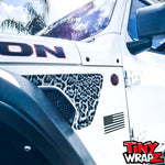 Jeep Fender Vent Decals Pair "Grayscale Leopard" Fits 2018-2026 Wrangler JL & Gladiator - Tiny Wrapz