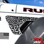 Jeep Fender Vent Decals Pair "Grayscale Leopard" Fits 2018-2026 Wrangler JL & Gladiator - Tiny Wrapz