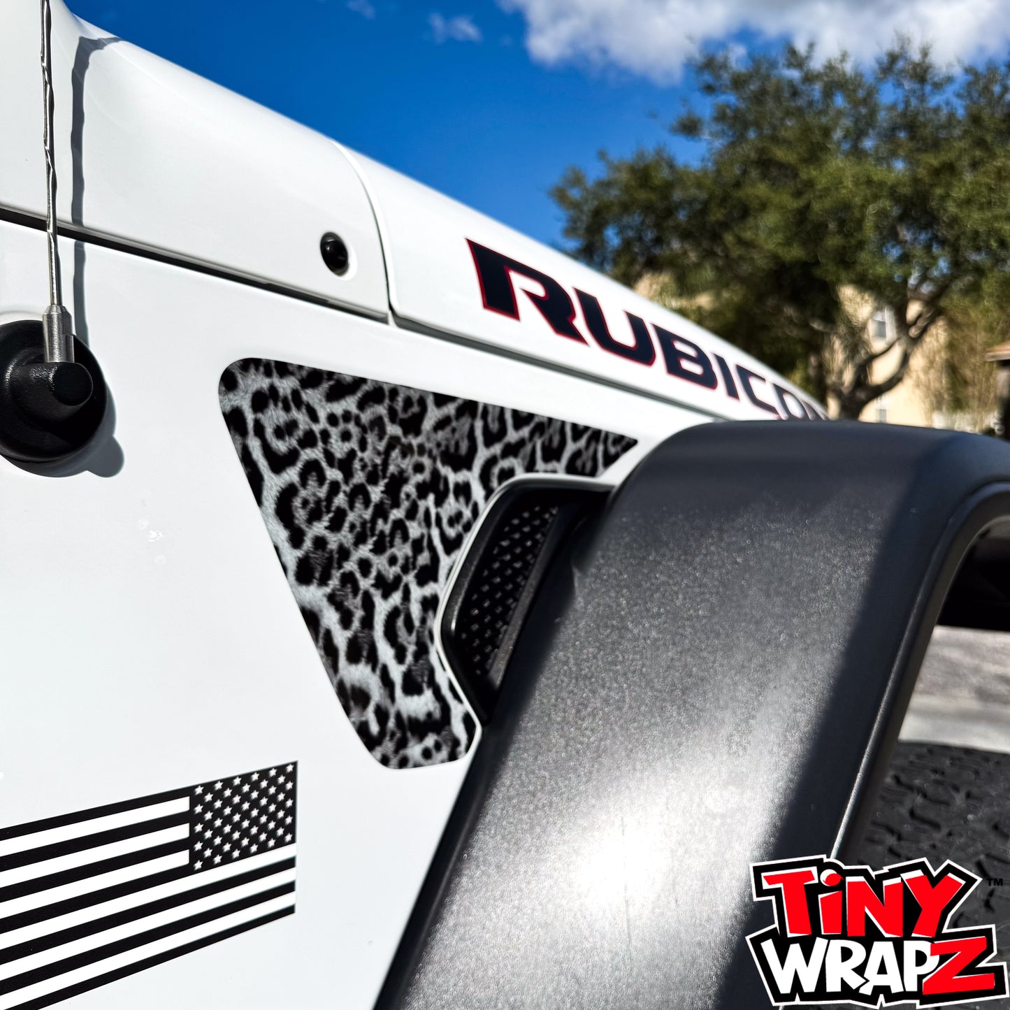 Jeep Fender Vent Decals Pair "Grayscale Leopard" Fits 2018-2026 Wrangler JL & Gladiator