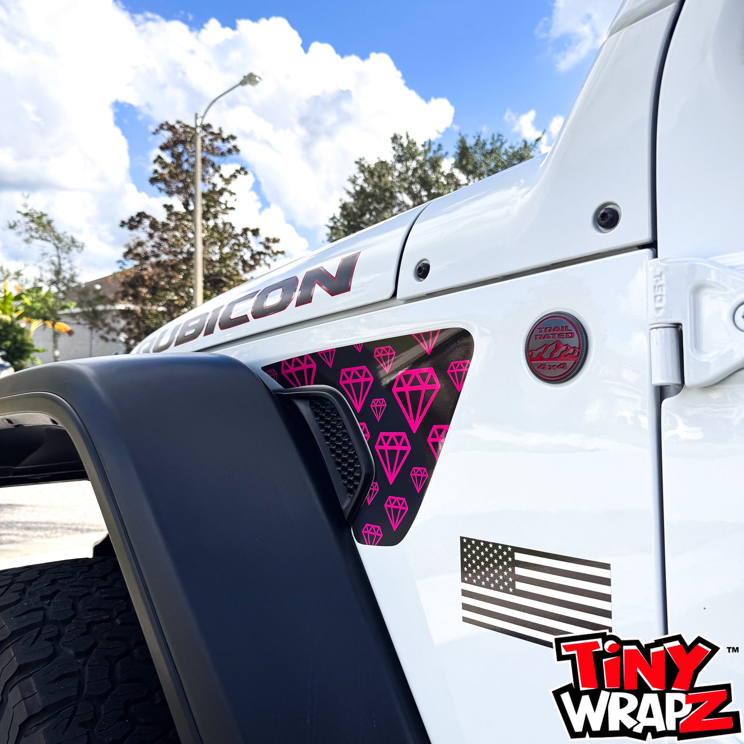 Jeep Fender Vent Decals Pair "Pink Diamonds" Fits 2018-2026 Wrangler JL & Gladiator