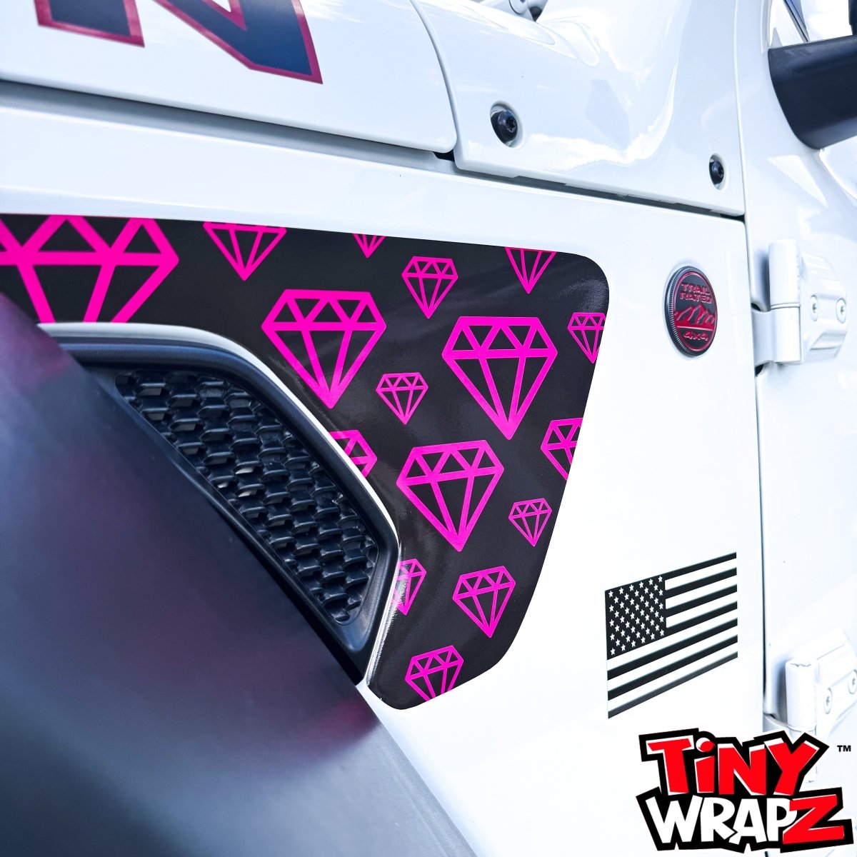 Jeep Fender Vent Decals Pair "Pink Diamonds" Fits 2018-2026 Wrangler JL & Gladiator - Tiny Wrapz