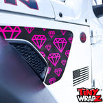 Jeep Fender Vent Decals Pair "Pink Diamonds" Fits 2018-2026 Wrangler JL & Gladiator - Tiny Wrapz