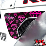 Jeep Fender Vent Decals Pair "Pink Diamonds" Fits 2018-2026 Wrangler JL & Gladiator - Tiny Wrapz
