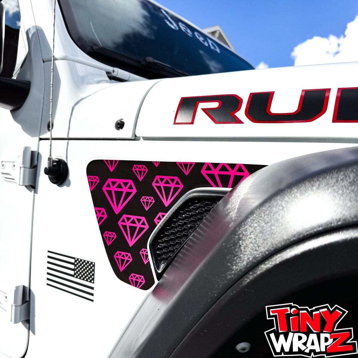 Jeep Fender Vent Decals Pair "Pink Diamonds" Fits 2018-2026 Wrangler JL & Gladiator - Tiny Wrapz