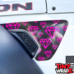 Jeep Fender Vent Decals Pair "Pink Diamonds" Fits 2018-2026 Wrangler JL & Gladiator - Tiny Wrapz